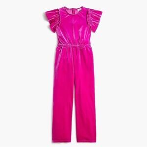 Crewcuts NWT Girls' Fuchsia Pink Crushed Velvet Jumpsuit Barbie Festival Concert